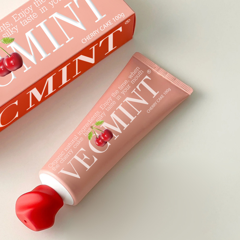 VECMINT チェリーケーキ 味のある歯磨き粉 - 有機天然成分で 美味しいミルクのような口腔体験