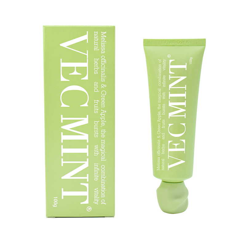VECMINT 100g 歯磨き粉: 魔法のような天然のハーブと果物 (メリッサ・オフィシーナリス&グリーン・リンゴ) で 口腔の活力を解放する