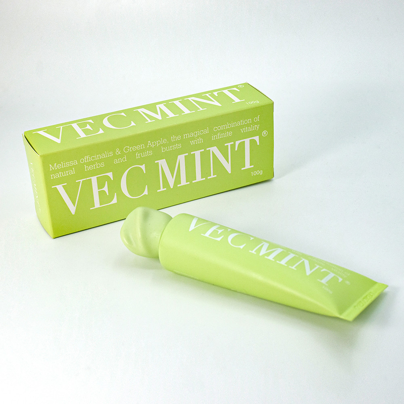 VECMINT 100g 歯磨き粉: 魔法のような天然のハーブと果物 (メリッサ・オフィシーナリス&グリーン・リンゴ) で 口腔の活力を解放する