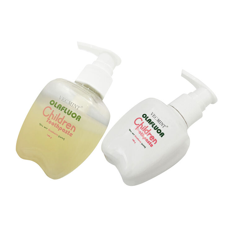 VECMINTのOLAFluor子供用歯磨き粉 - 100gポンプボトル ストロベリーフレーバー 子供用安全オーラルケア歯磨き粉